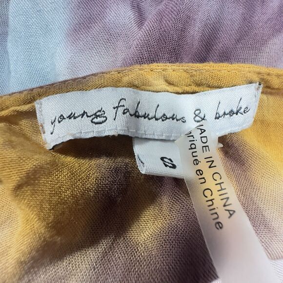 Young Fabulous & Broke Luelle Maxi Dress Sz S Tie Dye Starburst Wrap Asym Beachy - Picture 14 of 16